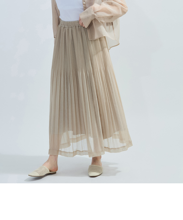 シアーリネンライクプリーツスカート≪セットアップ対応/手洗い可能≫