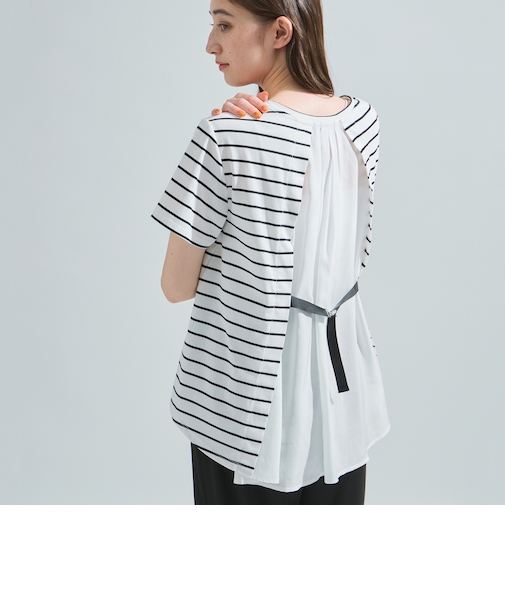 【接触冷感/吸水速乾】バックシャンカットソー≪洗濯機で洗える≫