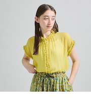 シフォン楊柳フリルブラウス≪手洗い可能≫