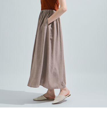 リネンライクタックフレアスカート≪セットアップ対応/洗濯機で洗える≫