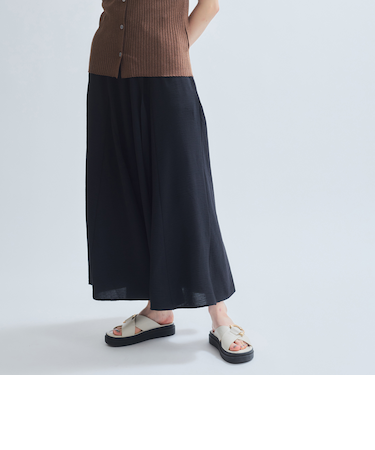 麻ライクベルトワイドパンツ≪手洗い可能≫