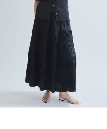 ランダムプリーツフレアスカート≪手洗い可能≫