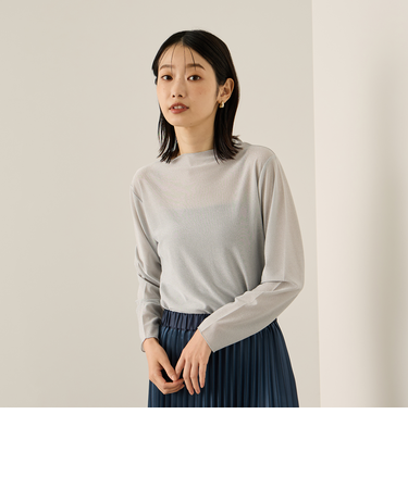 ボトルネックセミシアーカットソー≪手洗い可能≫