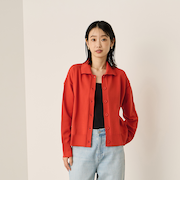 スポンディッシュポロニットトップス≪手洗い可能≫