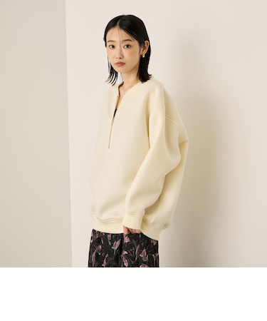 ソフトダンボールハーフZIPプルオーバー≪手洗い可能≫