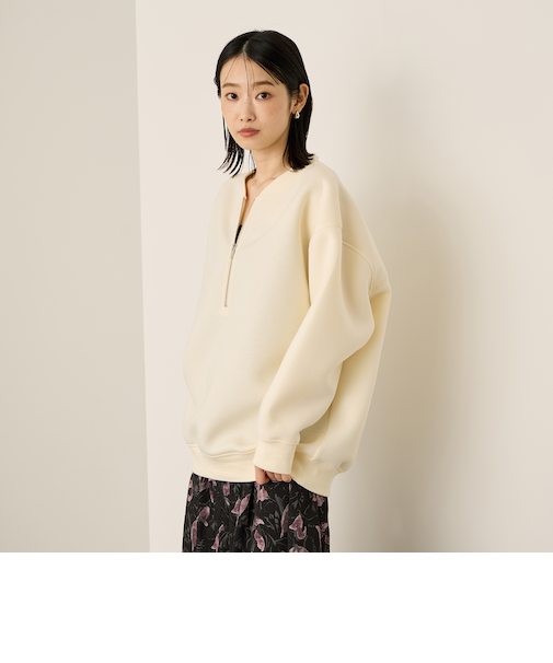 ソフトダンボールハーフZIPプルオーバー≪手洗い可能≫