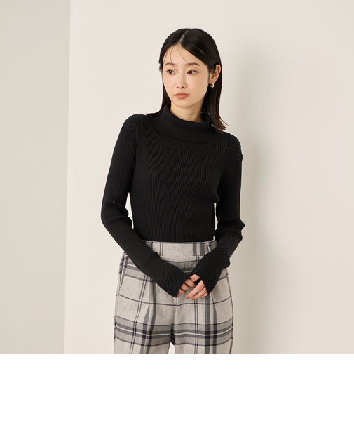 調温バックボタンハイネックニット≪手洗い可能≫