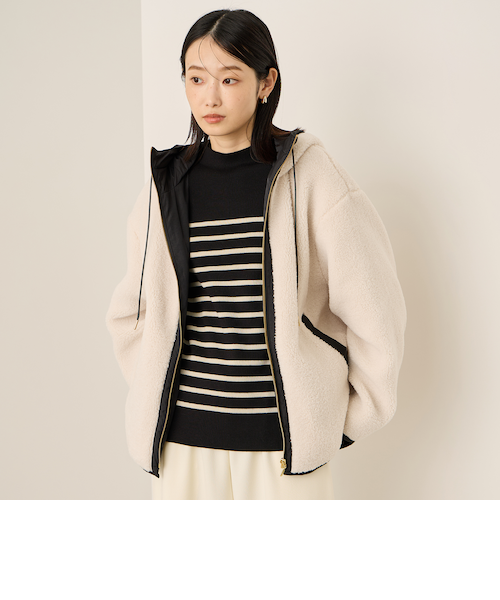 配色ボアフーディコクーンブルゾン｜ケティの通販｜&mall（アンド