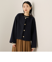ウールチョウジャージーノーカラージャケット