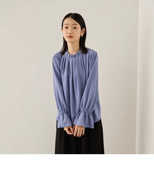 エステールギャバジンハイネックブラウス≪手洗い可能≫