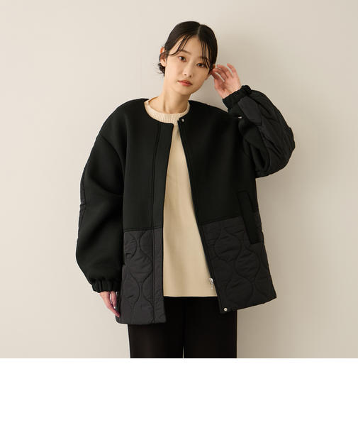 ダンボール中綿切り替えノーカラージャケット≪手洗い可能≫