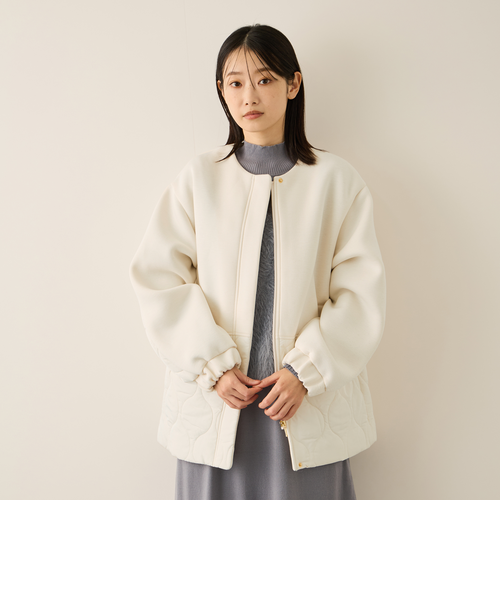 ダンボール中綿切り替えノーカラージャケット≪手洗い可能≫｜ケティの