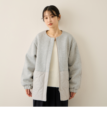 ダンボール中綿切り替えノーカラージャケット≪手洗い可能≫