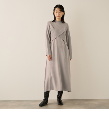 カシュクールニットアンサンブルワンピース≪手洗い可能≫