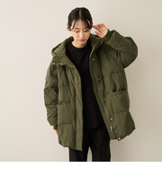 ストレッチフードピュアダウンミドルコート