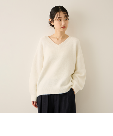 ウール混Vネックニットプルオーバー≪手洗い可能≫