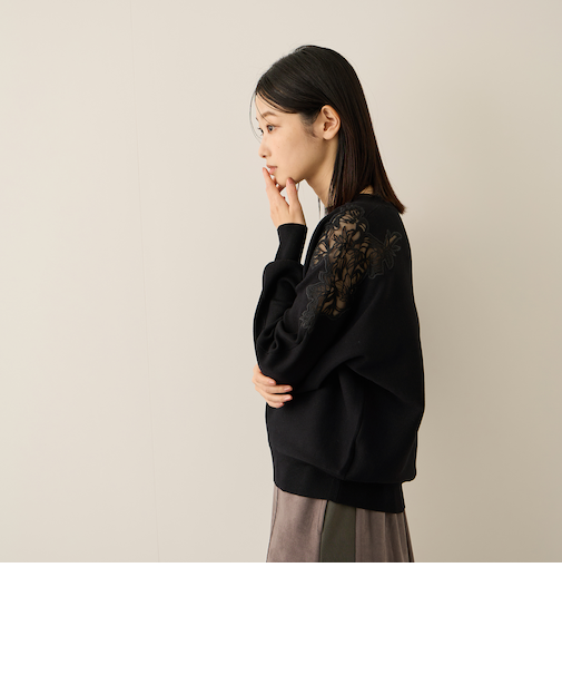 ショルダーレースニットプルオーバー≪手洗い可能≫