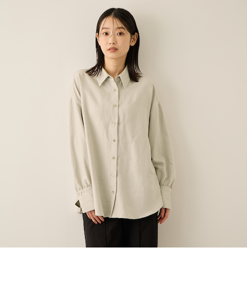 サテンピーチバックギャザーブラウス≪手洗い可能≫