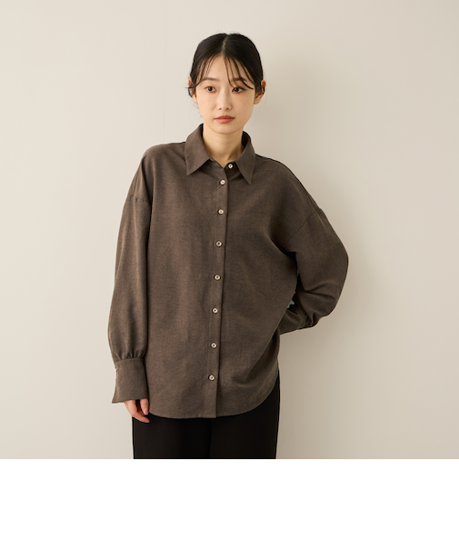 サテンピーチバックギャザーブラウス≪手洗い可能≫