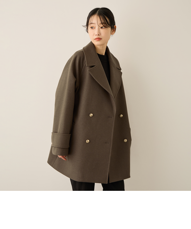 ウール調ジャージーオーバーサイズコート