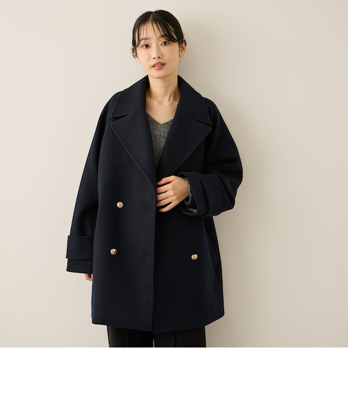 ウール調ジャージーオーバーサイズコート