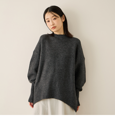 ヤクライクモックネックニットプルオーバー