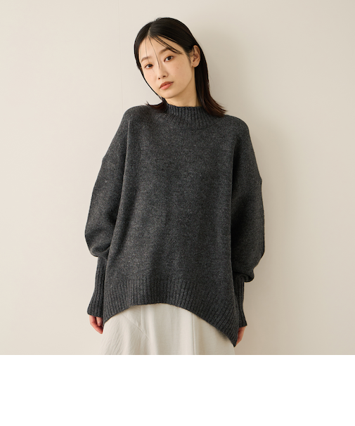 ヤクライクモックネックニットプルオーバー