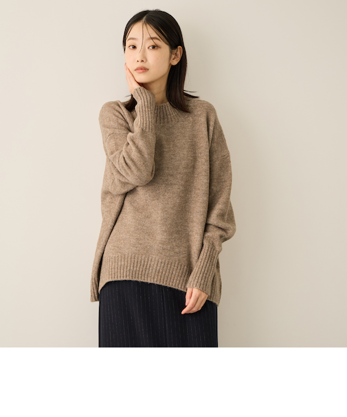 ヤクライクモックネックニットプルオーバー