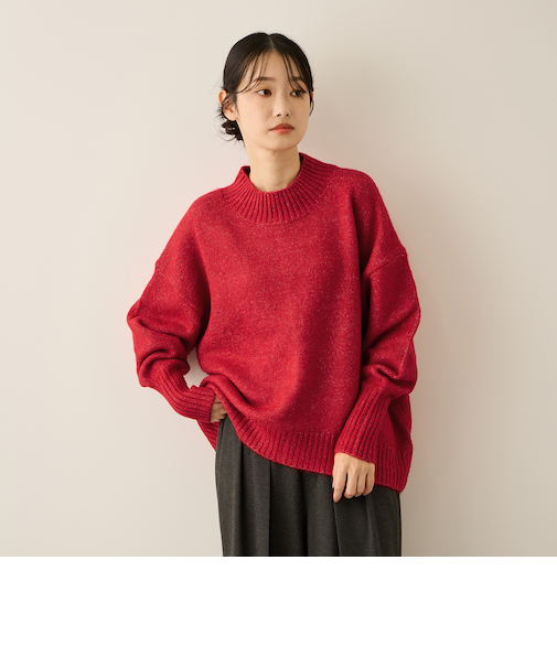 ヤクライクモックネックニットプルオーバー