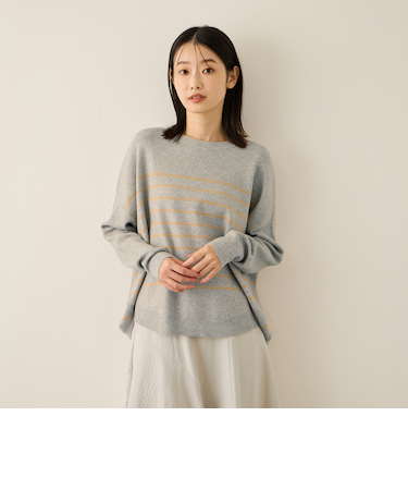 ラメボーダーウォッシャブルコクーンニット≪洗濯機で洗える≫