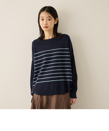 ラメボーダーウォッシャブルコクーンニット≪洗濯機で洗える≫