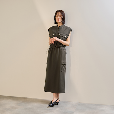 【SET】ダンボールニットベスト×スカート2ピース