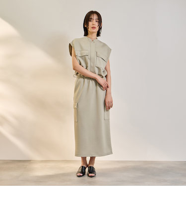 【SET】ダンボールニットベスト×スカート2ピース