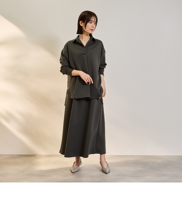 【SET】ダンボールニットスキッパートップ×スカート2ピース