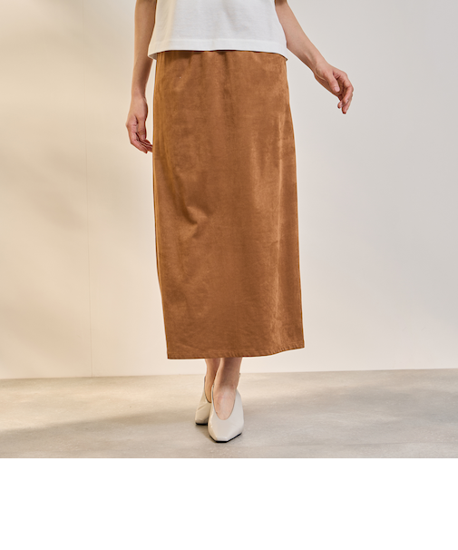 ストレッチフェイクスウェードナロースカート