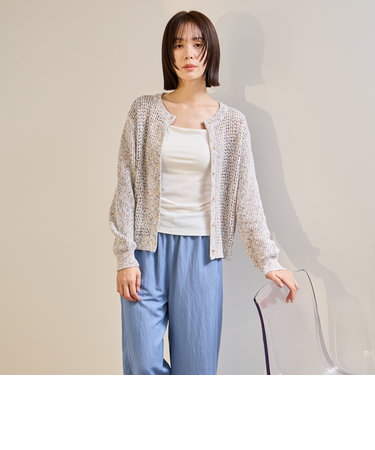 ミックスコイルクルーネックカーディガン