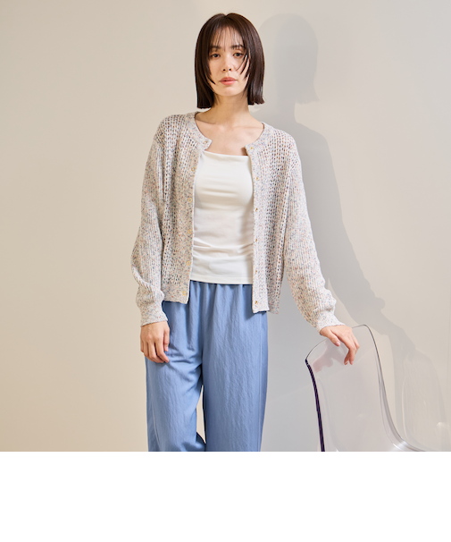 ミックスコイルクルーネックカーディガン