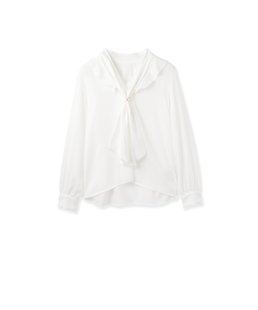 ベネシャンVネックフリルボウタイブラウス