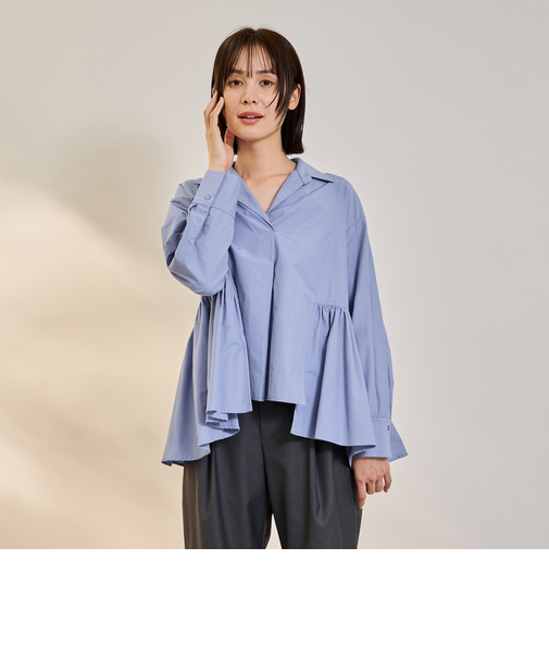 モイストブロードラッフルヘムブラウス