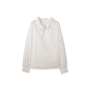 ハイカウントタイプライターフリルネックブラウス