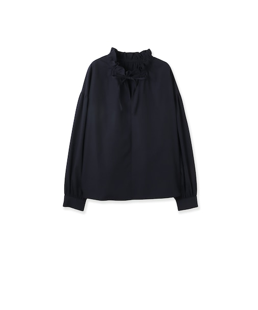 ハイカウントタイプライターフリルネックブラウス