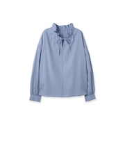 ハイカウントタイプライターフリルネックブラウス