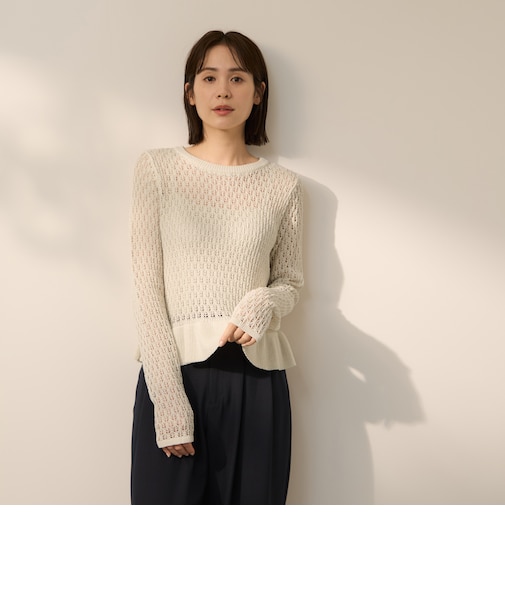 リネンフィールフリルヘムニットプルオーバー