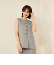 リネン調シャークロングジレ