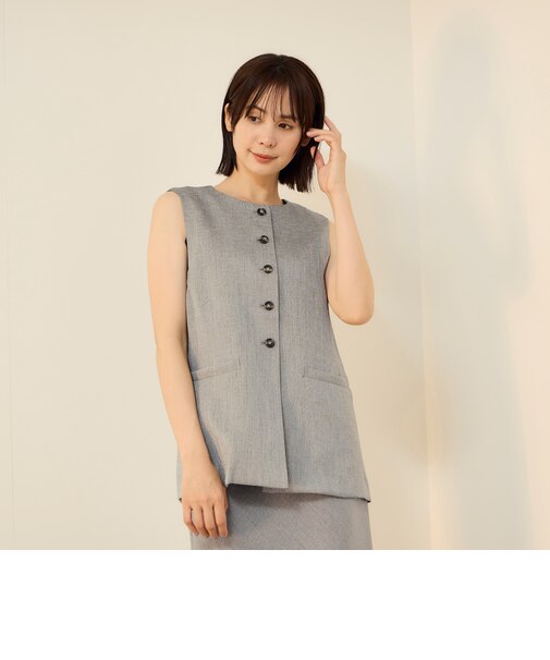 リネン調シャークロングジレ