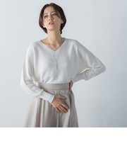 【洗える】ホールガーメントVネックニットプルオーバー