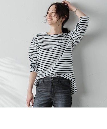 【WEB限定】【3サイズ】きれいめボーダーロンT≪接触冷感/透湿/UV/洗濯機で洗える≫