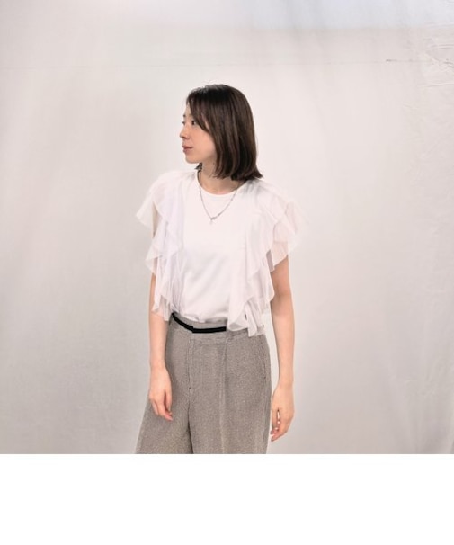 【WEB＆一部店舗限定】チュールレイヤードカットソー≪洗濯機で洗える≫
