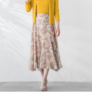 楊柳プリントフレアスカート≪手洗い可能≫