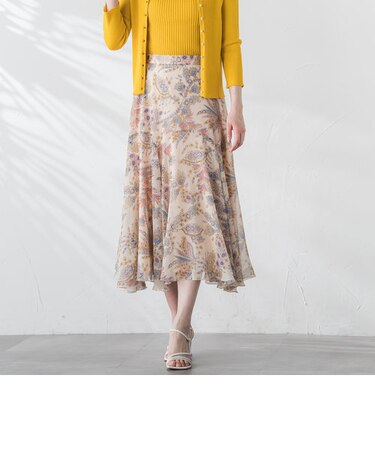 楊柳プリントフレアスカート≪手洗い可能≫